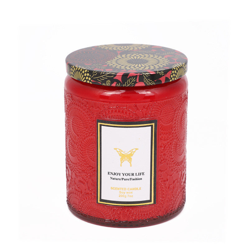 Embossed Glass Fragrance Handmade Gift Aromatherapy Soy Candles Embossed Glass Fragrance Handmade Gift Aromatherapy Soy Candles